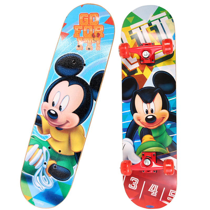 迪士尼DISNEY滑板儿童8-10岁男女童通用小孩滑板初学者青少年休闲滑板木板儿童四轮全闪刷街双翘板公路板30