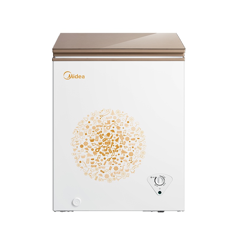美的(Midea)153升 单温家用顶开门冷柜 玻璃面板冷藏冷冻转换柜 一级能效 BD/BC-153KGM(E)