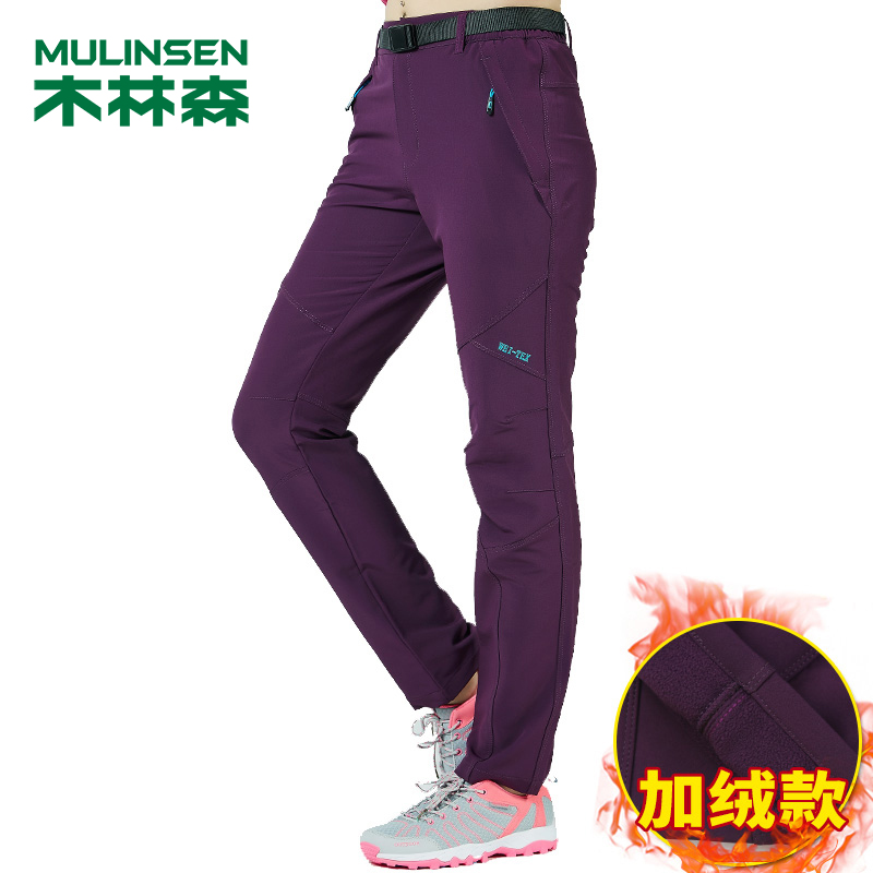 木林森(MULINSEN)冲锋裤秋冬软壳裤男女户外防风防雨加绒冲锋裤 BSB16809