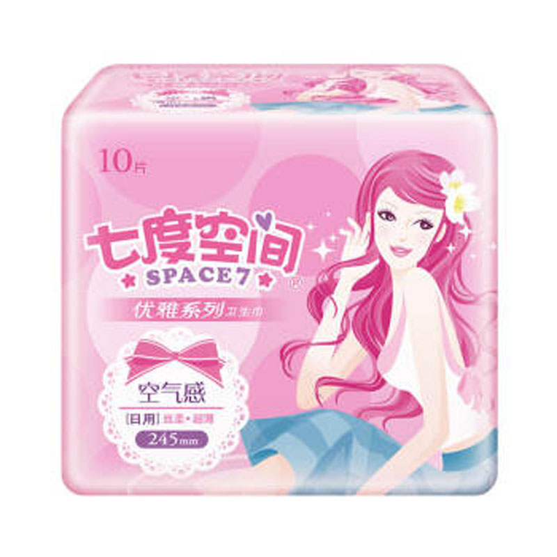 七度空间(SPACE7) QUC8110 丝柔表层超薄 卫生巾 日用245mm*10片 24包/箱 NH