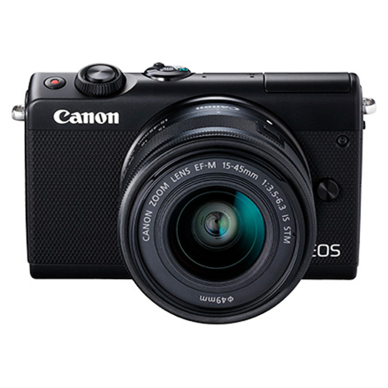 佳能(Canon) EOS M100(15-45/55-200)双镜头套装黑色+原装备用电池+32G存储卡+相机包