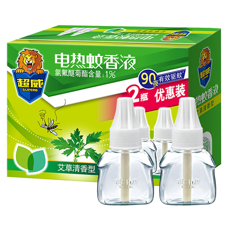 超威电蚊香液植物艾草清香型2瓶装*3组