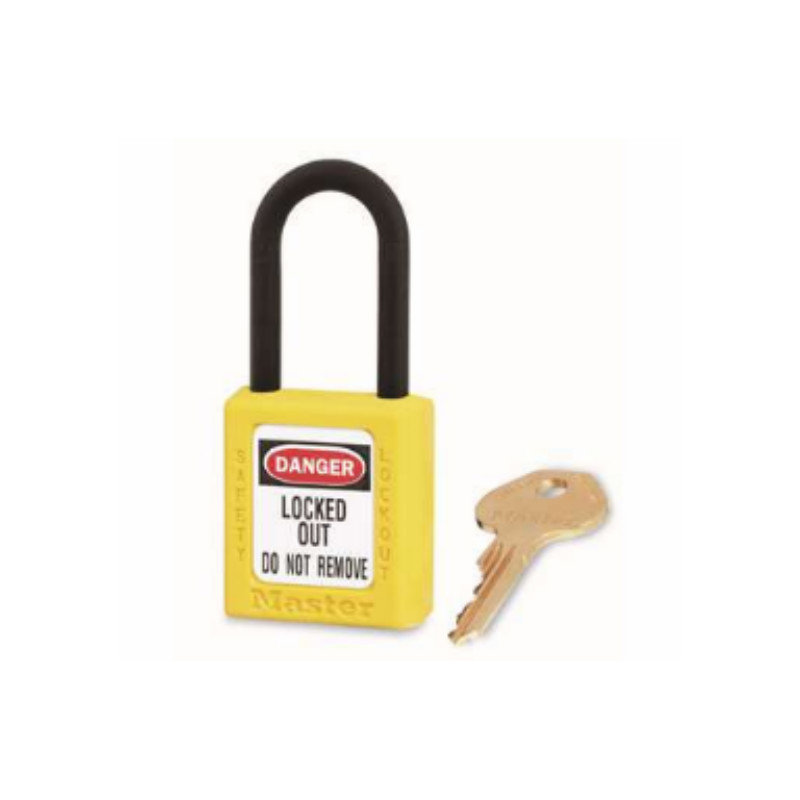 玛斯特锁 MASTER LOCK 406MCNYLW 黄色XENOY工程塑料安全锁, 塑料锁钩, 绝缘、防磁、防电火花
