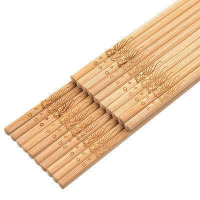 唐宗筷 竹雕刻 家用竹筷子10双装C6252