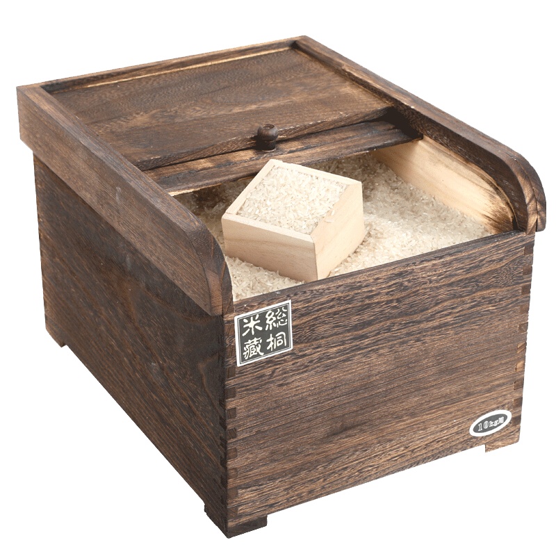 唐宗筷 米桶 储米箱 单层木质桐木米箱送量杯 12L容量 C6531