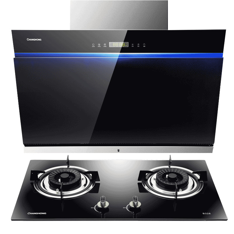 长虹(CHANGHONG)烟灶套装J510+QB23(B328)触控式抽油烟机 煤燃气灶17m3大吸力(液化气)