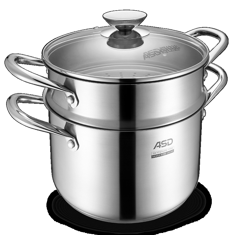 爱仕达(ASD)蒸锅 22CM304不锈钢双层复底蒸锅 蒸煮多用锅ZS22T1Q