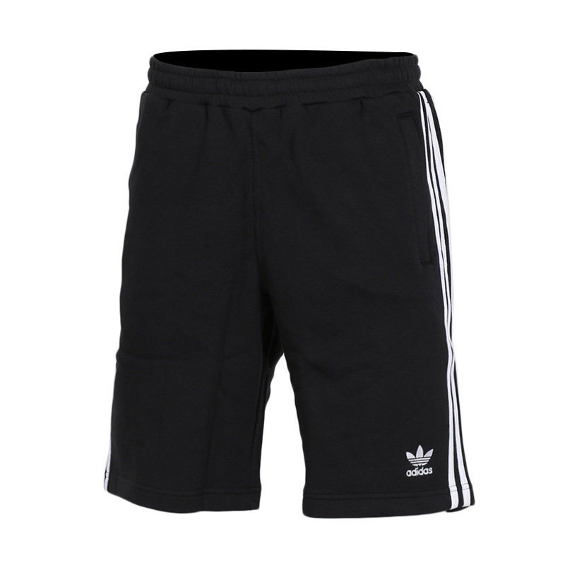 阿迪达斯（adidas）2018夏款男子三条纹拉链口袋运动针织短裤DH5798