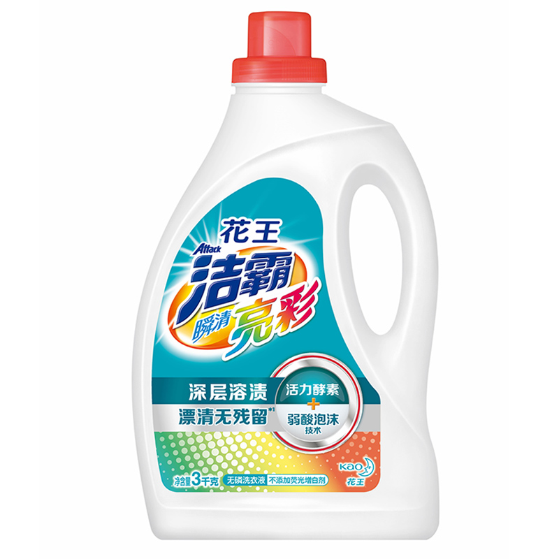 洁霸(Attack)瞬清亮彩无磷洗衣液3kg/瓶 花王出品