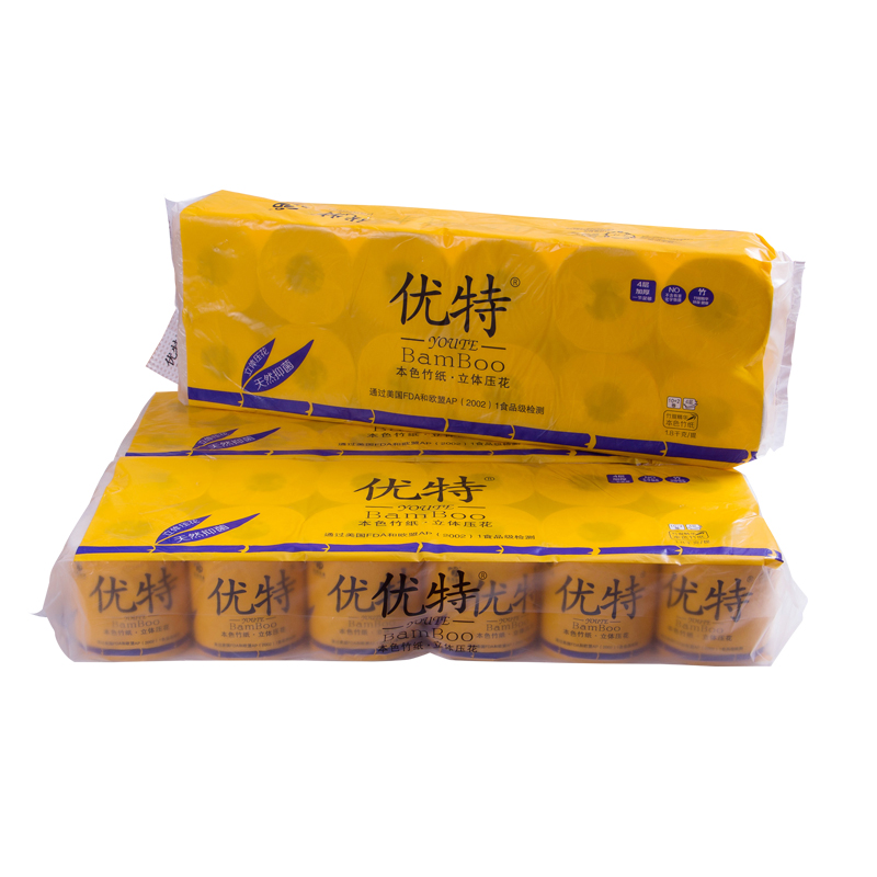 优特本色系列卷纸1800g 本色纸厕纸3提装共36卷
