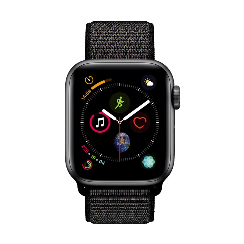 Apple Watch Series4 智能手表 GPS 44毫米 深空灰色铝金属表壳搭配黑色回环式运动表带