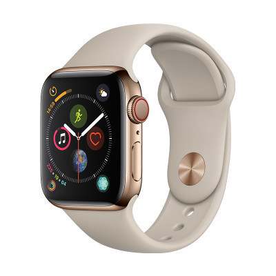 Apple Watch Series4 智能手表GPS+蜂窝网络款 40毫米金色不锈钢表壳搭配岩石色运动型表带