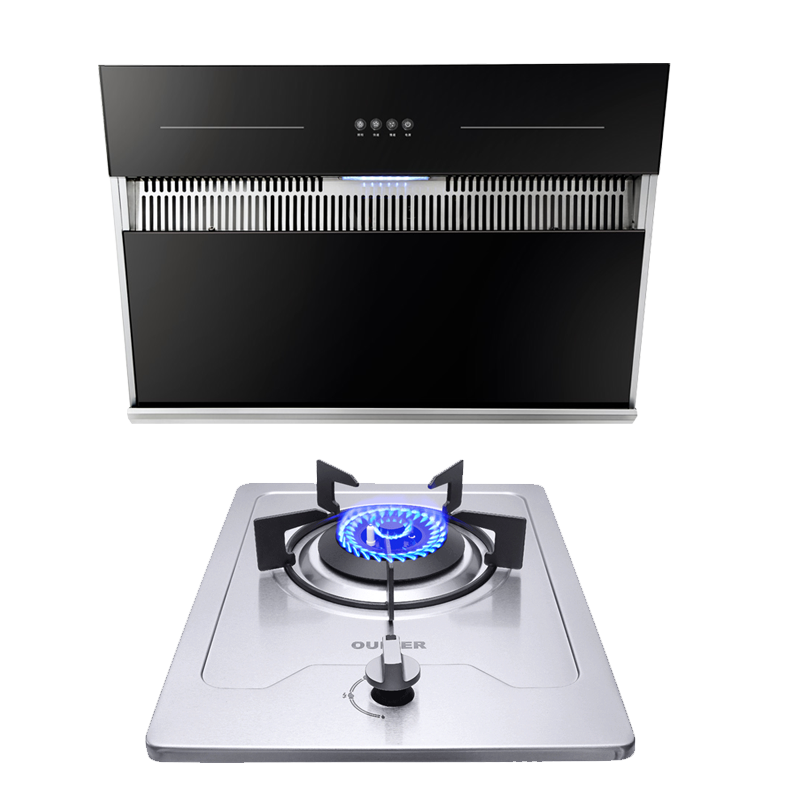 欧尼尔OUNIER 668J801M-1油烟机抽油烟机灶具套装 脱排烟机灶具套装套餐侧吸式吸油烟机燃气灶煤气灶灶具天然气