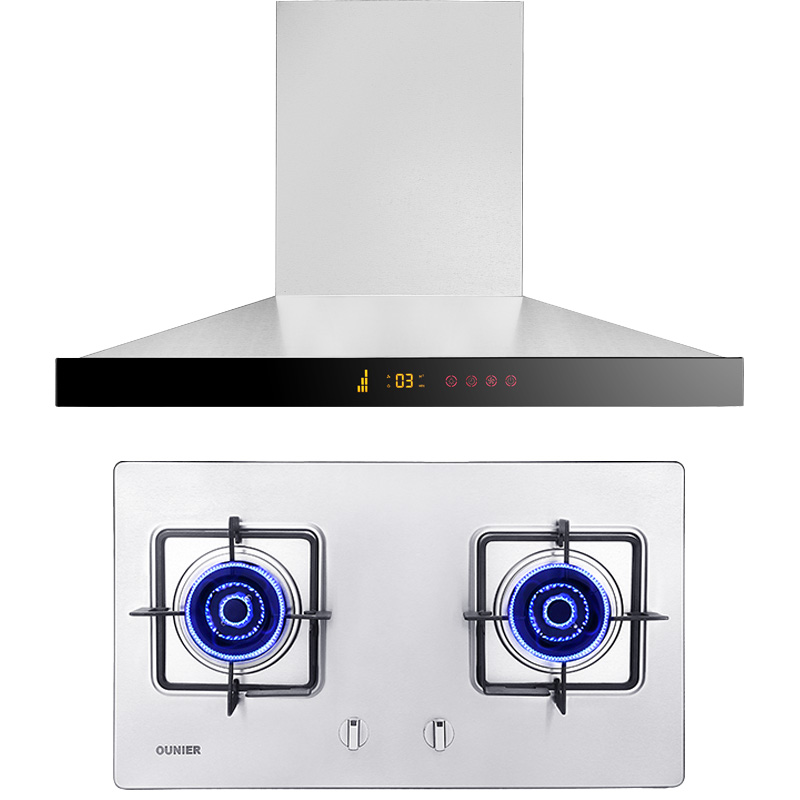 欧尼尔OUNIER 668WA8-1 欧式抽油烟机吸油烟机抽烟机燃气灶煤气灶炉具厨卫厨电灶具烟灶套装套餐 不锈钢液化气