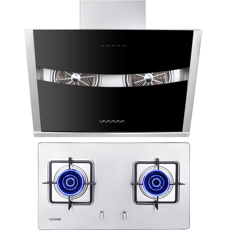 欧尼尔OUNIER 668EA8-1侧吸式抽油烟机吸油烟机抽烟机燃气灶煤气灶炉具厨卫厨电灶具烟灶套装套餐 不锈钢天然气