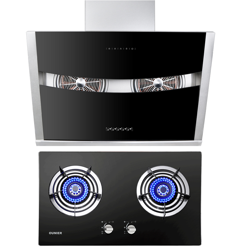 欧尼尔OUNIER 668EA8-1侧吸式抽油烟机吸油烟机抽烟机燃气灶煤气灶炉具厨卫厨电灶具烟灶套装套餐 钢化玻璃天然气