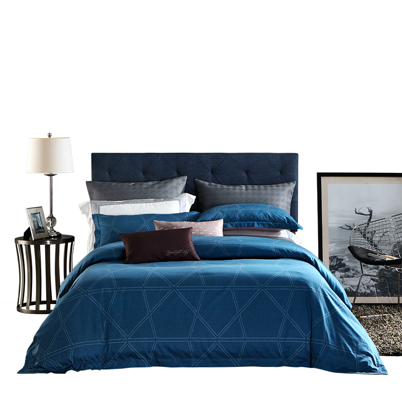 LOVO家纺罗莱生活出品床品四件套 全棉贡缎 高支高密床上用品纯棉床单被套枕套1.5/1.8米床维纳尔