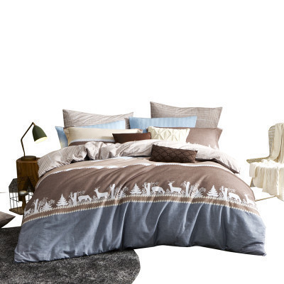 LOVO家纺罗莱生活出品床品四件套全棉磨毛印花动物剪影欧洲风床上用品纯棉床单被套枕套1.5/1.8米床迪尔克