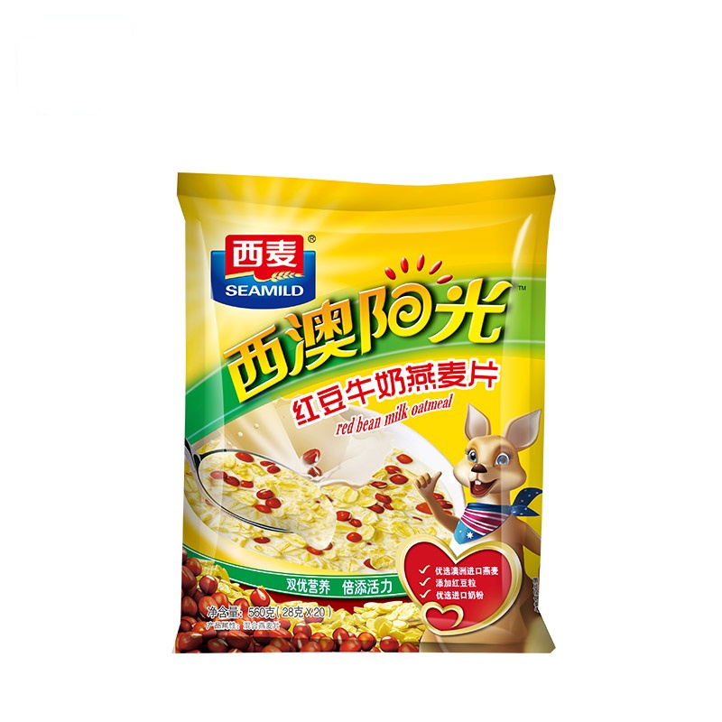 西麦 西澳阳光红豆牛奶燕麦片560g袋装独立小包即食麦片免煮