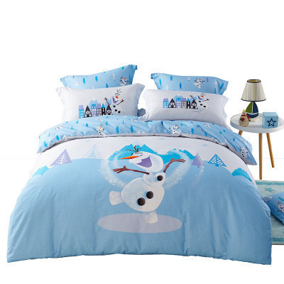 LOVO家纺罗莱生活出品床品四件套 全棉斜纹冰雪奇缘系列卡通风床上用品纯棉床单被套1.2/1.5m床 雪宝