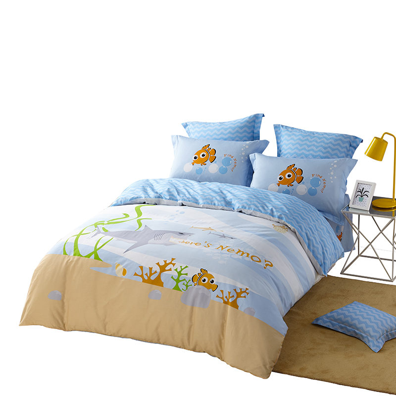 LOVO家纺罗莱生活出品床品四件套 全棉斜纹海底总动员系列 精致绗缝 床上用品纯棉被套床单1.2/1.5m床尼莫在哪里