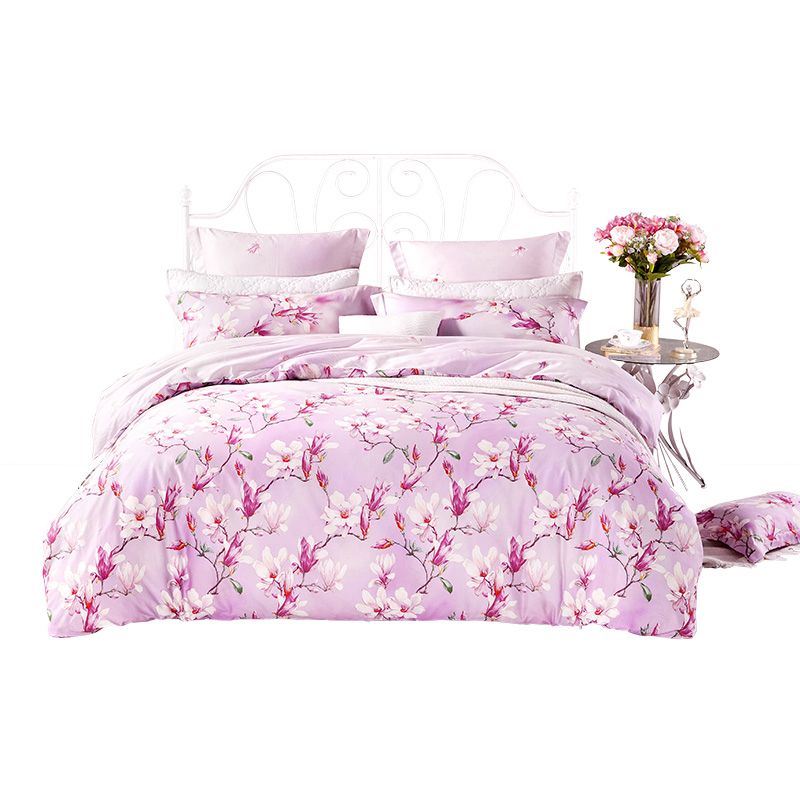 LOVO家纺罗莱生活出品四件套件优雅清新田园风被套床单 蔓亭芳菲
