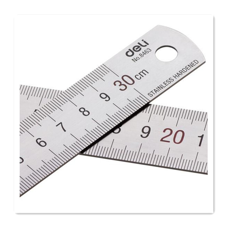 得力(deli)8463 不锈钢直尺/刻度尺30cm 12个装