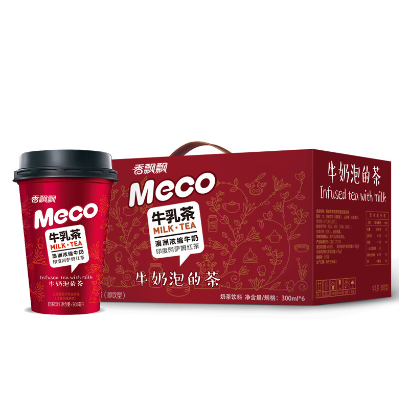 香飘飘奶茶 Meco牛乳茶 液体即饮奶茶 茶饮料300ml*6杯 礼盒装