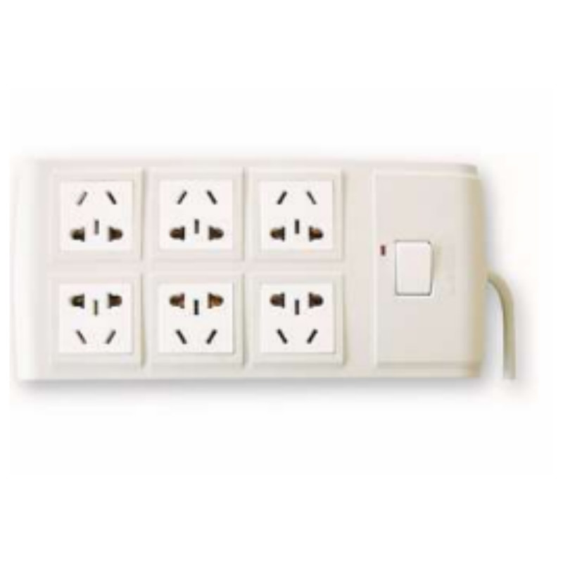 鸿雁 HONYAR ZDD61G6/D/R/3 6位插孔,带开关,带过载保护,10A/250V,3米线