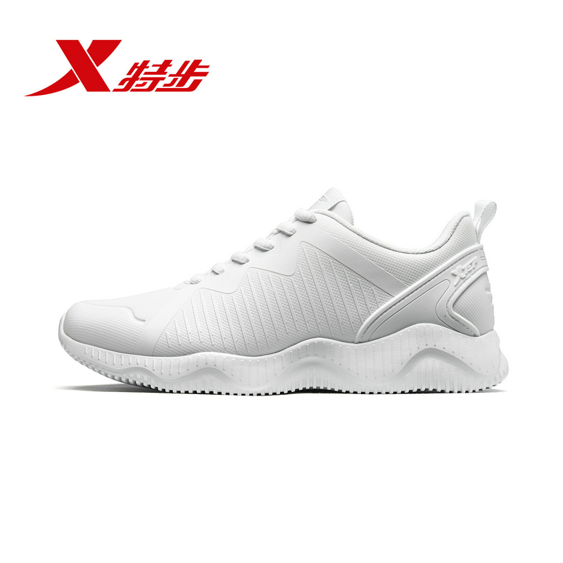特步(Xtep)2018秋季新款跑鞋女士防滑减震运动鞋革面轻质中底跑步鞋泡沫运动健身缓震回弹女鞋882418119530