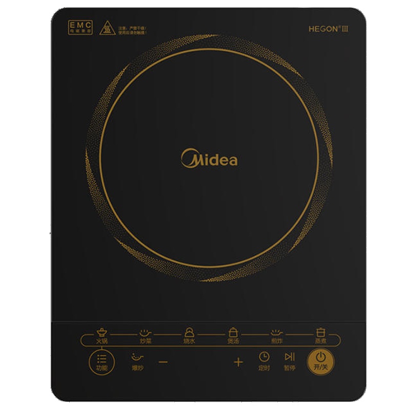 美的(Midea)电磁炉 C21-HT2117HM 8档火力 触控式 多功能 微晶面板 家用电磁炉