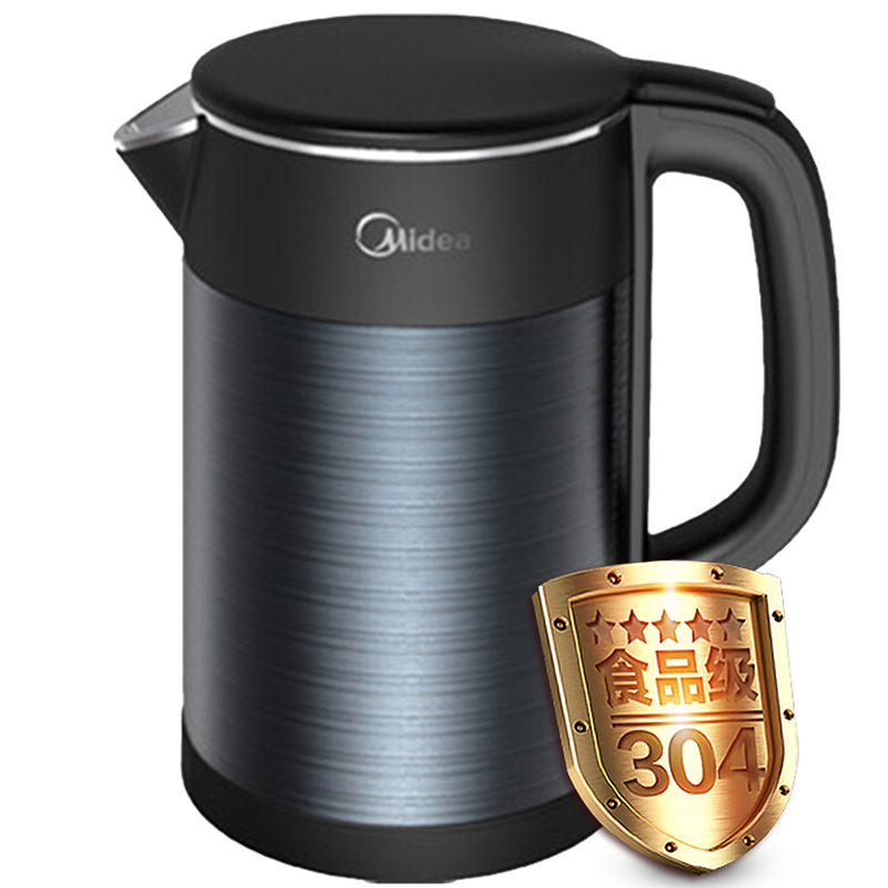 美的(Midea) 电水壶 HJ1511a 1.5L 双层防烫家用烧水壶食品接触304不锈钢一体无缝 电热水壶