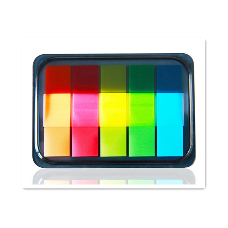 得力(deli) 9060 5色44×12mm荧光膜抽取式指示标签/便签条 12包装