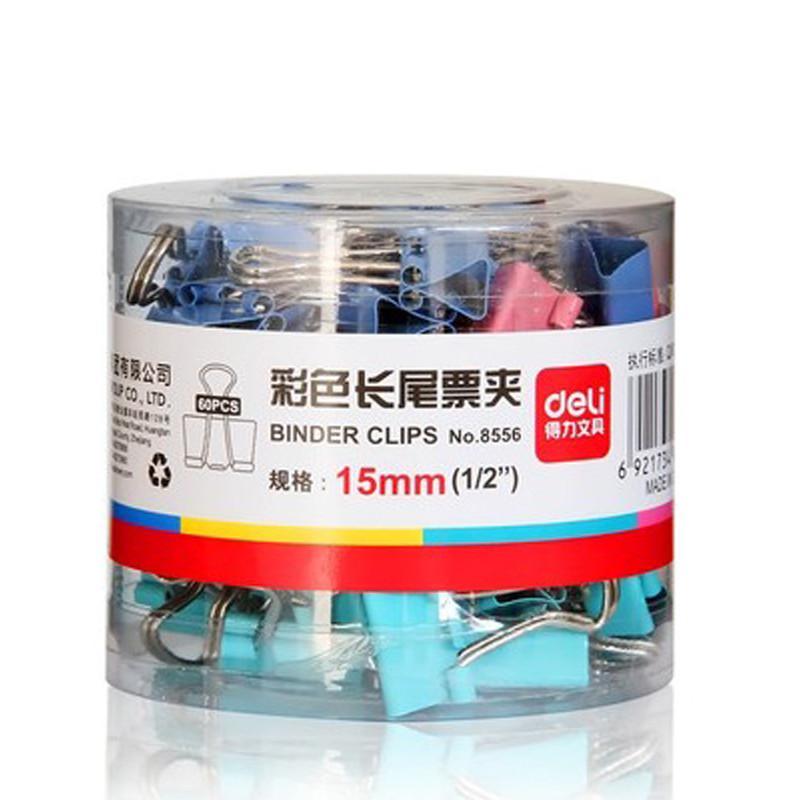 得力(deli)YC 8556 彩色长尾夹6#票据夹15mm凤燕尾夹