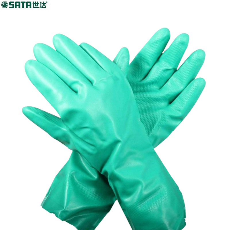 世达(SATA)丁腈植绒里防化手套-9" SF0402-9