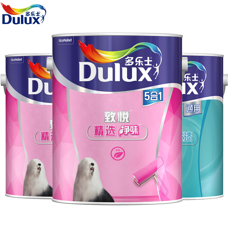 多乐士(Dulux)A746+A749致悦精选净味五合一内墙乳胶漆 油漆涂料 墙面漆白色套装18L