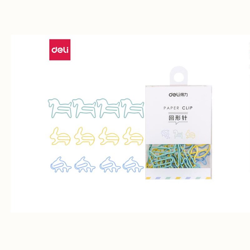 得力(deli) 0056动物造型电镀办公回形针 12枚装彩色回形针 8袋装