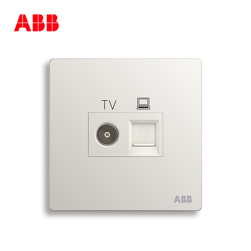 ABB开关插座无框轩致雅典白墙壁86型插座面板电视电脑插座AF325