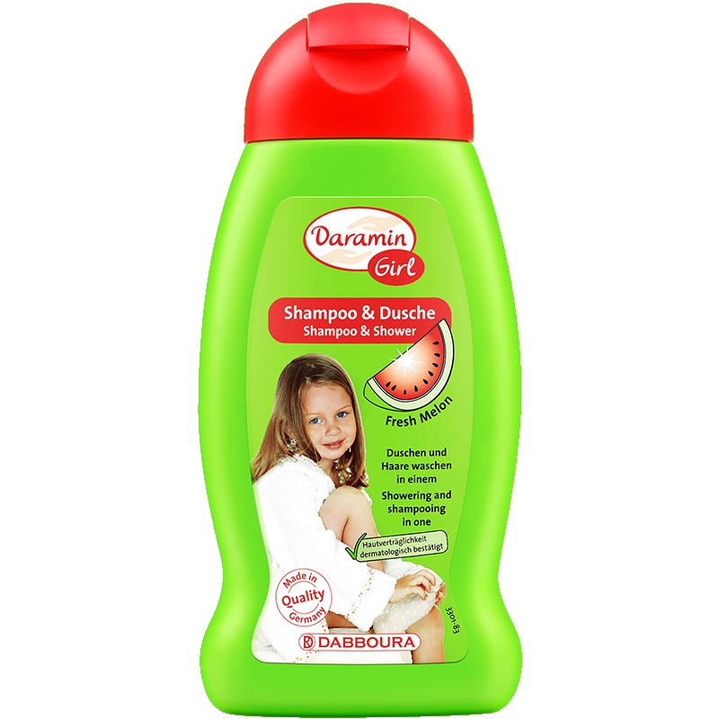德国原达罗咪daramin儿童洗发水沐浴露二合一250毫升(3-13岁女孩使用)女童无硅油滋润护肤儿童洗护