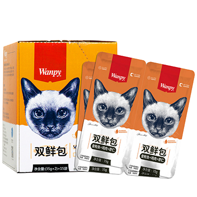 Wanpy顽皮双鲜包猫用金枪鱼鸡肉虾仁双鲜包70g猫零食湿粮猫粮伴侣