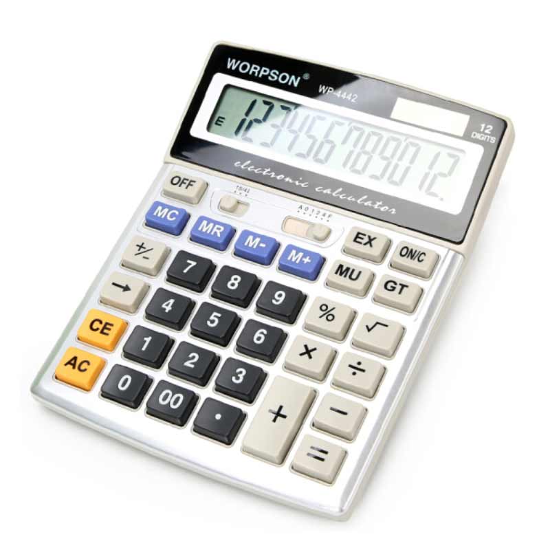 HUA JIE 华杰 3个装WP-4442 双电源计算机 2位数计算器 液晶大屏幕太阳能双电源/语音电脑按键宽屏计算机