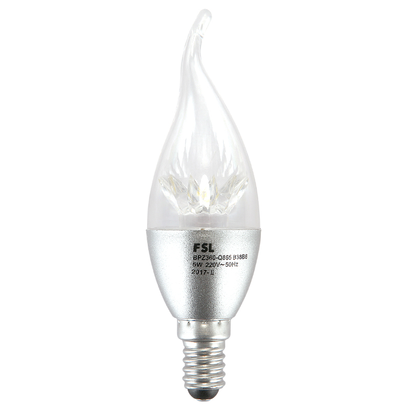 FSL C38 拉尾泡5W 30K E14 晶钻亮银 BPZ310-Q827 B38B6 (单位:个)