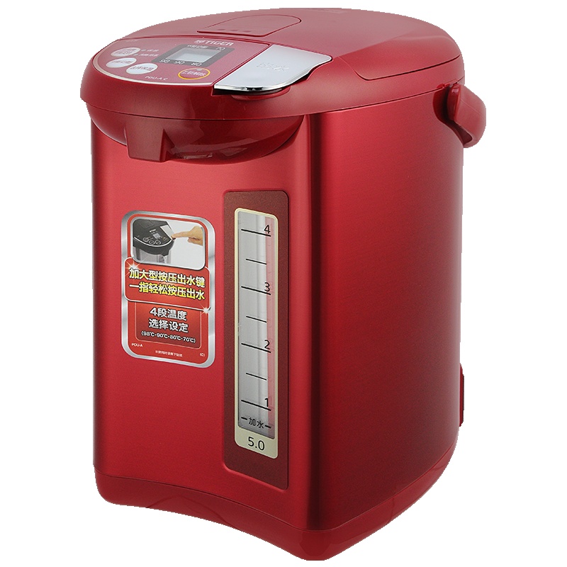 虎牌(tiger)热水瓶PDU-A50C 5L红色 4段式保温 电动出水 除氯工能 家用电热水壶 童锁设计水瓶