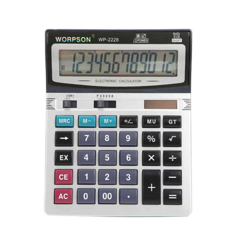 HUA JIE 华杰 3个装WP-2228 双电源计算机 12位数计算器 液晶大屏幕显示
