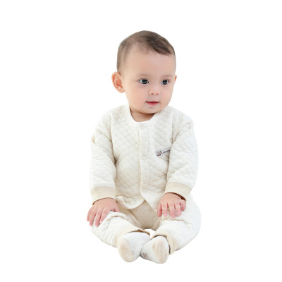 亿婴儿 彩棉婴儿保暖内衣对襟套装秋冬加厚新生儿衣2276