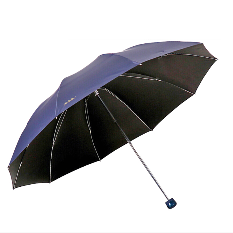 全日安 G-0137 加大加固黑胶三折钢杆钢骨商务晴雨伞藏青