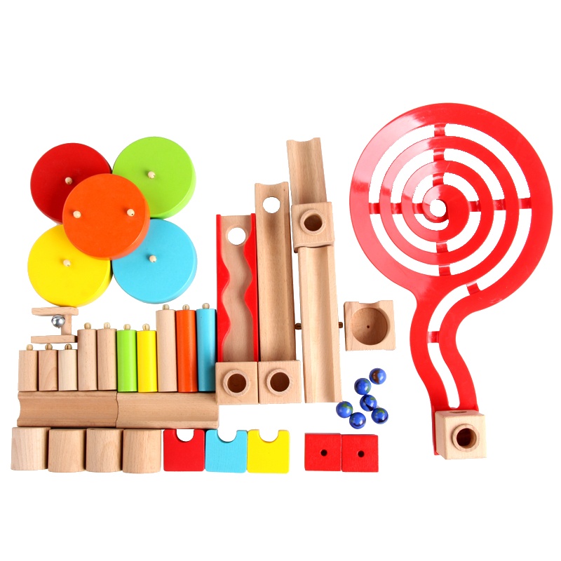 天启 益智积木拼装玩具榉木 木制滚珠架套装 3-6岁以上男女小孩礼物 早教儿童玩具