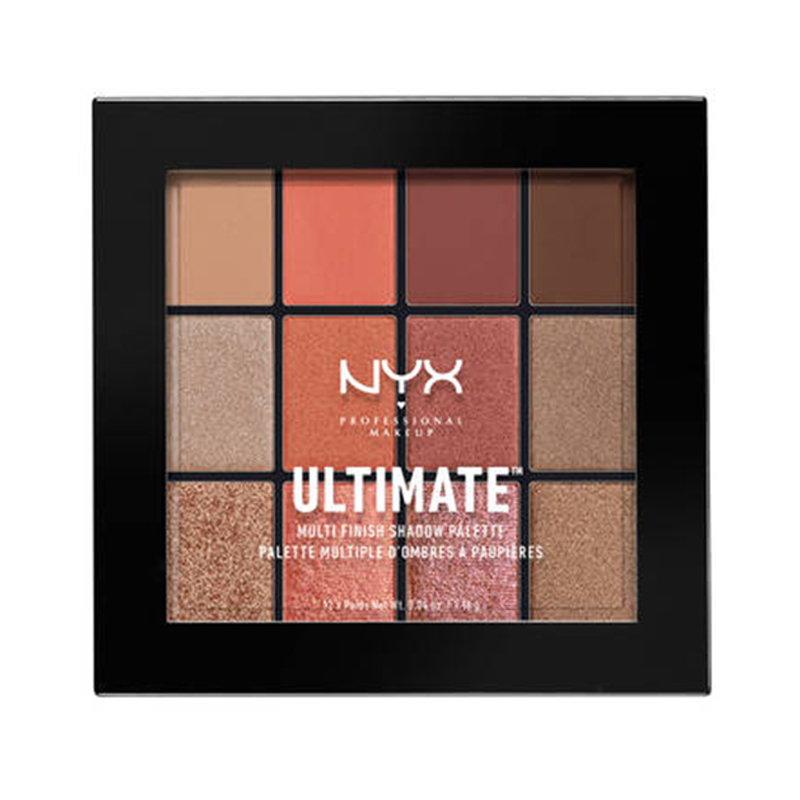 NYX-12色眼影盘Warm Rust珠光哑光橘色08枫叶酒红色 10g 多色眼影