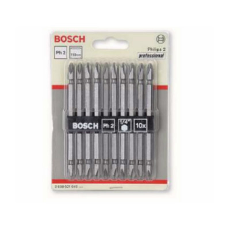 博世 Bosch 2608521040 螺丝批嘴 / 套装 Ph2 / 110mm 银色 10支