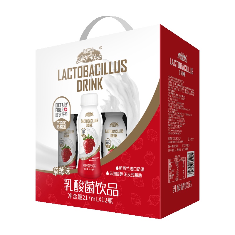 Jelley Brown /界界乐乳酸菌饮料草莓味217ml瓶 适合12个月以上人群